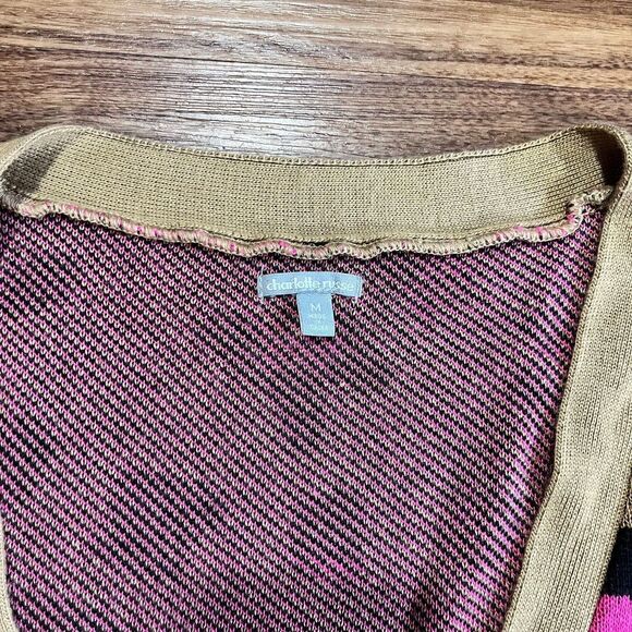 Charlotte Russe Cheetah Leopard Print Cardigan Sweater Button Up Sz M Tan Pink - Picture 3 of 9